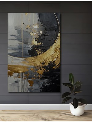 Teona Ahşap Altın Vuruş Modern Soyut Sanat Ahşap Dekoratif Ev,antre,salon,ofis,mutfak,yatak Odası Tablo