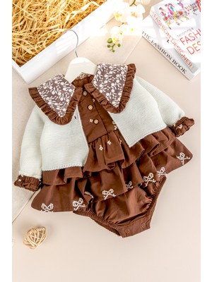 Babymod Çicek Nakışlı Romper Kız Bebek Elbise