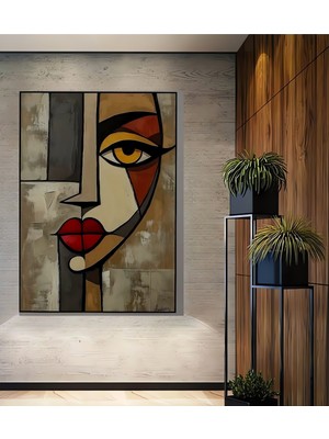 Teona Ahşap Soyut Kadın Portresi Yağlı Boya Görünümlü Ahşap Dekoratif Ev,antre,salon,ofis,mutfak Tablo
