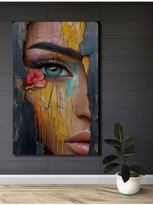 Teona Ahşap Yağlı Boya Görünümlü Soyut Kadın Portresi Ahşap Dekoratif Ev,antre,salon,ofis,mutfak Tablo