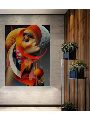 Teona Ahşap Soyut Kadın Portresi Yağlı Boya Görünümlü Ahşap Dekoratif Ev,antre,salon,ofis,mutfak Tablo