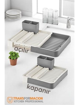 Hsnet Açılır-Kapanır Bulaşıklık - Bulaşık Durulama Sepeti Tabaklık Bulaşık Kurutmalık Gri̇