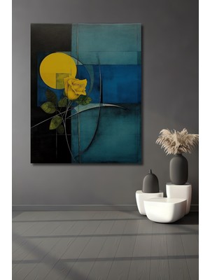 Teona Ahşap Sarı Gül Soyut Sanat Yağlı Boya Görünümlü Ahşap Dekoratif Ev,antre,salon,ofis,mutfak Tablo