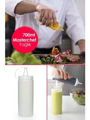 Safestore 1 Adet Pratik Masterchef Sızdırmaz Kapaklı Plastik Yağ Şişesi Yağdanlık Sos Şişesi 700 ml