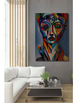 Teona Ahşap Soyut Kadın Portresi Yağlı Boya Görünümlü Dekoratif Ahşap Ev,antre,salon,ofis,mutfak Tablo