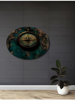 Teona Ahşap Antika Pusula Harita Sanat Ahşap Dekoratif Ev,antre,salon,ofis,mutfak,yatak Odası Tablo