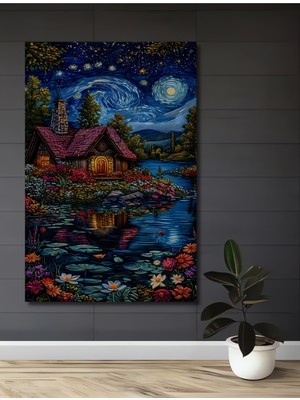 Teona Ahşap Van Gogh Yıldızlı Gece Ev Ev,antre,salon,ofis,mutfak,yatak Odası Tablosu Ahşap Dekoratif