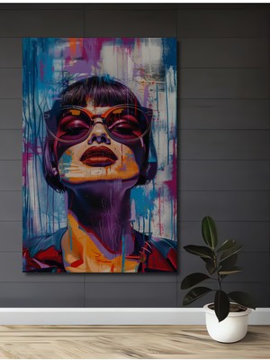 Teona Ahşap Gızemlı Kadın Portresi Yağlı Boya Görünümlü Modern Sanat Ahşap Dekoratif Ev,antre,salon,ofis Tablo