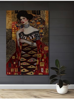 Teona Ahşap Klimt Göz Detaylı Kadın Portresi Yağlı Boya Görünümlü Ahşap Dekoratif Ev,antre,salon,ofis Tablo
