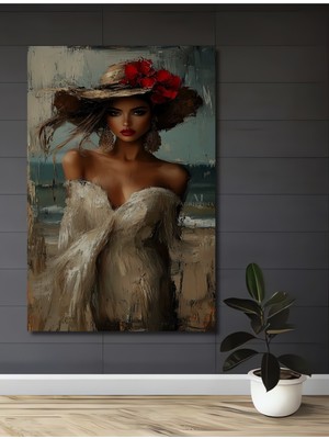 Teona Ahşap Bohem Esintili Kadın Portresi Yağlı Boya Görünümlü Ahşap Dekoratif Ev,antre,salon,ofis,mutfak Tablo