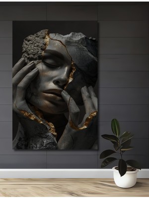 Teona Ahşap Kırık Ruh Altın Detaylı Modern Sanat Ahşap Dekoratif Ev,antre,salon,ofis,mutfak,yatak Odası Tablo