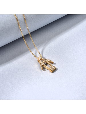 Nox Jewelry 14 Ayar Mikron Altın Kaplama Taşlı Penguen Figürlü Gümüş Kolye - CNS00676