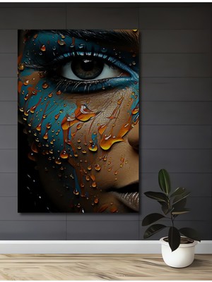 Teona Ahşap Büyüleyici Göz Sulu Boya Görünümlü Soyut Sanat Ahşap Dekoratif Ev,antre,salon,ofis,mutfak Tablo