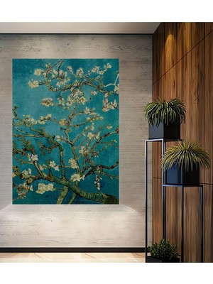 Teona Ahşap Vincent Van Gogh Badem Çiçekleri Yağlı Boya Görünümlü Ahşap Dekoratif Ev,antre,salon,ofis Tablo