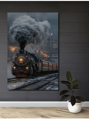 Teona Ahşap Buharlı Tren Sanat Ev,antre,salon,ofis,mutfak Tablosu Yağlı Boya Görünümlü Dekoratif Ahşap