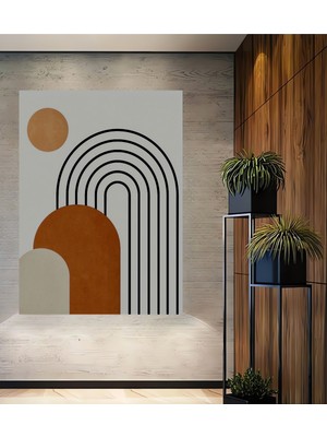 Teona Ahşap Soyut Kavisli Güneş Desenli Modern Sanat Ahşap Dekoratif Ev,antre,salon,ofis,mutfak Tablo