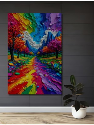 Teona Ahşap Gökkuşağı Yolu Yağlı Boya Görünümlü Ahşap Dekoratif Ev,antre,salon,ofis,mutfak,yatak Odası Tablo