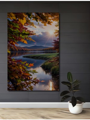 Teona Ahşap Sonbahar Manzarası Yağlı Boya Görünümlü Ahşap Dekoratif Ev,antre,salon,ofis,mutfak,yatak Odası Tablo
