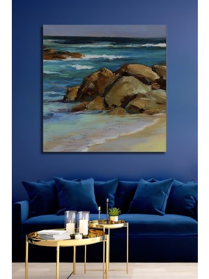 Teona Ahşap Deniz Kayalıkları Yağlı Boya Görünümlü Ahşap Dekoratif Ev,antre,salon,ofis,mutfak,yatak Odası Tablo