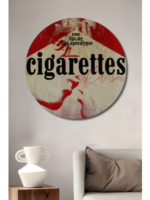 Teona Ahşap Cigarettes After Sex Yağlı Boya Görünümlü Ahşap Dekoratif Tablo Yuvarlak Duvar Tablosu