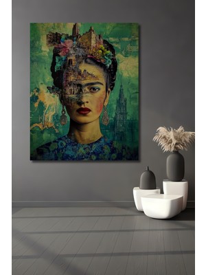 Teona Ahşap Frida Kahlo Mimari Rüyası Yağlı Boya Görünümlü Ahşap Dekoratif Ev,antre,salon,ofis,mutfak Tablo