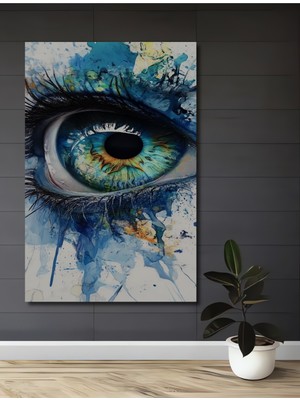 Teona Ahşap Büyüleyici Mavi Göz Suluboya Görünümlü Ahşap Dekoratif Ev,antre,salon,ofis,mutfak,yatak Odası Tablo