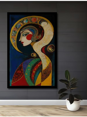 Teona Ahşap Büyülü Kadın Portresi Yağlı Boya Görünümlü Soyut Sanat Ahşap Dekoratif Ev,antre,salon,ofis Tablo