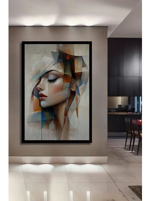Teona Ahşap Gızemlı Kadın Portresi Yağlı Boya Görünümlü Modern Sanat Ahşap Dekoratif Ev,antre,salon,ofis Tablo