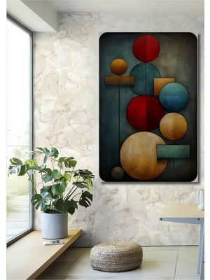 Teona Ahşap Geometrik Soyut Yağlı Boya Görünümlü Ahşap Ev,antre,salon,ofis,mutfak,yatak Odası Tablo