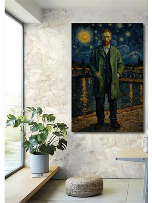 Teona Ahşap Vincent Van Gogh Yıldızlı Gece Görünümlü Yağlı Boya Modern Sanat Ahşap Dekoratif Tablo