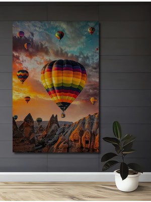 Teona Ahşap Gökyüzü Balonları Yağlı Boya Görünümlü Ahşap Dekoratif Ev,antre,salon,ofis,mutfak,yatak Odası Tablo