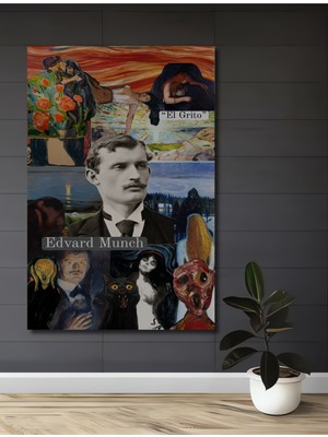 Teona Ahşap Edvard Munch Eserleri Kolajı Yağlı Boya Görünümlü Ahşap Dekoratif Ev,antre,salon,ofis,mutfak Tablo