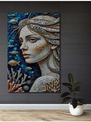 Teona Ahşap Deniz Kızı Mozaik Sanat Ahşap Dekoratif Ev,antre,salon,ofis,mutfak,yatak Odası Tablo