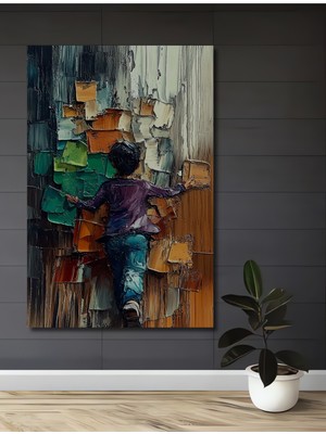 Teona Ahşap Renklerin Dansı Çocuk Temalı Yağlı Boya Görünümlü Ahşap Dekoratif Ev,antre,salon,ofis,mutfak Tablo