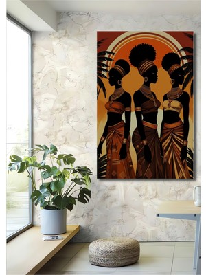 Teona Ahşap Afrikalı Kadın Silüetleri Yağlı Boya Görünümlü Ahşap Dekoratif Ev,antre,salon,ofis,mutfak Tablo