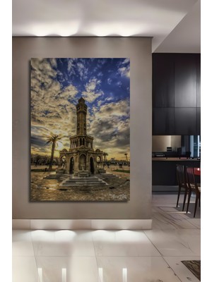 Teona Ahşap Izmir Saat Kulesi Yağlı Boya Görünümlü Dekoratif Ahşap Ev,antre,salon,ofis,mutfak,yatak Odası Tablo