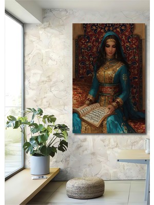 Teona Ahşap Osmanlı Sultanı Kadın Figürü Yağlı Boya Görünümlü Ahşap Dekoratif Ev,antre,salon,ofis,mutfak Tablo