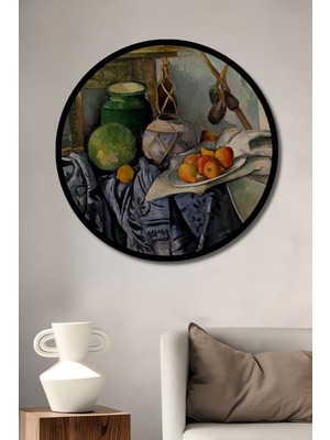 Teona Ahşap Meyve Sepeti Yağlı Boya Görünümlü Dekoratif Ahşap Tablo Yuvarlak Duvar Tablosu