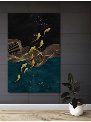 Teona Ahşap Altın Balık Sürüsü Modern Sanat Ahşap Ev,antre,salon,ofis,mutfak,yatak Odası Tablo
