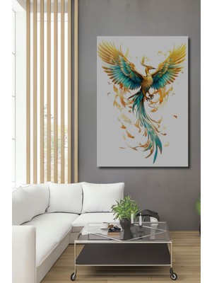 Teona Ahşap Büyülü Anka Kuşu Sulu Boya Görünümlü Dekoratif Ahşap Ev,antre,salon,ofis,mutfak,yatak Odası Tablo