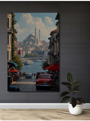 Teona Ahşap Istanbul Boğazı Manzaralı Yağlı Boya Görünümlü Soyut Sanat Ahşap Ev,antre,salon,ofis,mutfak Tablo