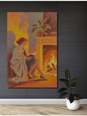 Teona Ahşap Sıcak Yuva Kışı Pastel Boya Görünümlü Dekoratif Ahşap Ev,antre,salon,ofis,mutfak,yatak Odası Tablo