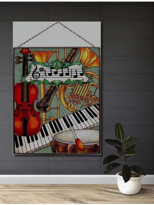 Teona Ahşap Canlı Müzik Ahengi Yağlı Boya Görünümlü Ahşap Dekoratif Ev,antre,salon,ofis,mutfak,yatak Odası Tablo