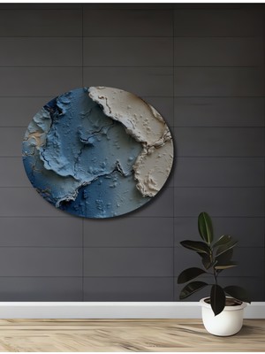 Teona Ahşap Soyut Dokulu Deniz ve Kum Görünümlü Yağlı Boya Efektli Ahşap Dekoratif Ev,antre,salon,ofis Tablo