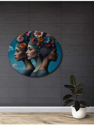 Teona Ahşap Üç Güzellerin Çiçekli Tacı Yağlı Boya Görünümlü Dekoratif Ahşap Ev,antre,salon,ofis,mutfak Tablo