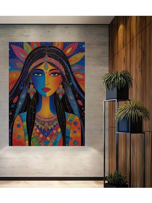 Teona Ahşap Renkli Bohem Sanat Yağlı Boya Görünümlü Ahşap Dekoratif Ev,antre,salon,ofis,mutfak,yatak Odası Tablo