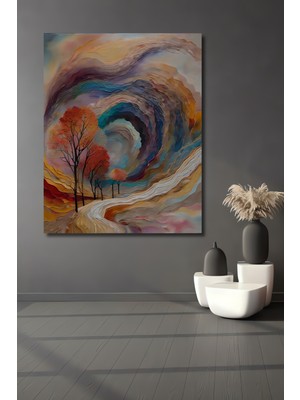 Teona Ahşap Sonbahar Rüyası Yağlı Boya Görünümlü Soyut Sanat Ahşap Dekoratif Ev,antre,salon,ofis,mutfak Tablo