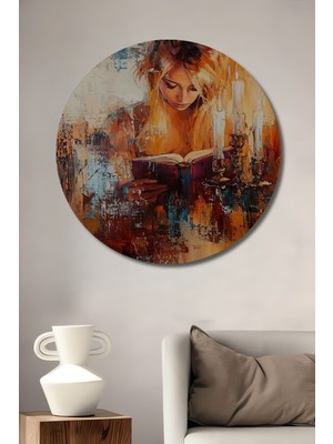 Teona Ahşap Mum Düşü Yağlı Boya Görünümlü Ahşap Dekoratif Tablo Yuvarlak Duvar Tablosu