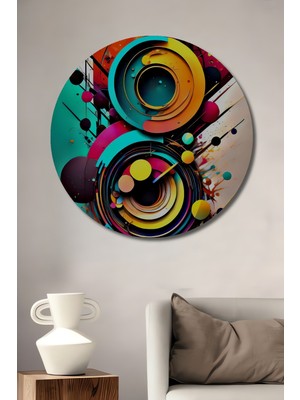 Teona Ahşap Enerjik Modern Soyut Sanat Ahşap Dekoratif Tablo Yuvarlak Duvar Tablosu