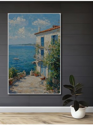 Teona Ahşap Akdeniz Esintisi Yağlı Boya Görünümlü Ahşap Dekoratif Ev,antre,salon,ofis,mutfak,yatak Odası Tablo